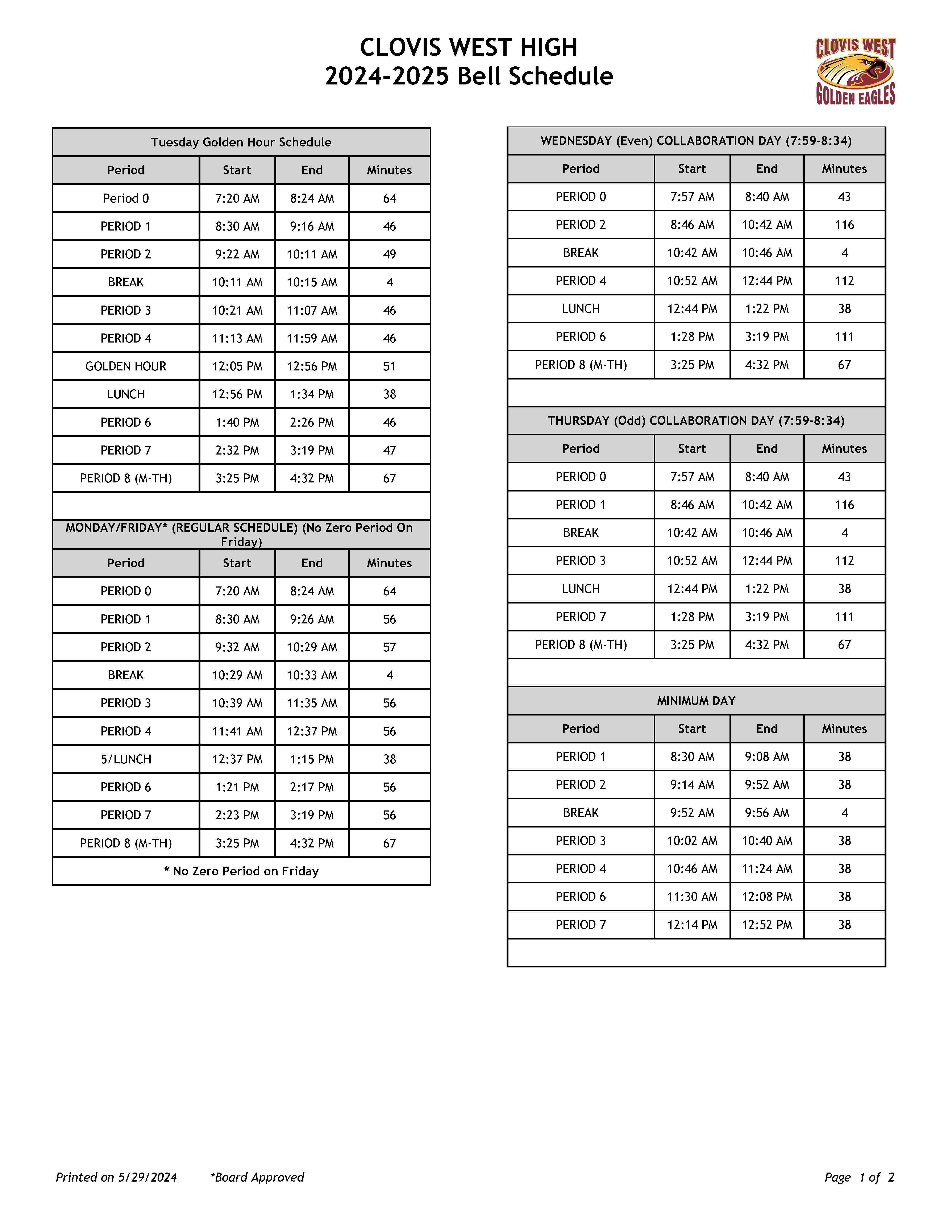 24-25 Bell Schedule