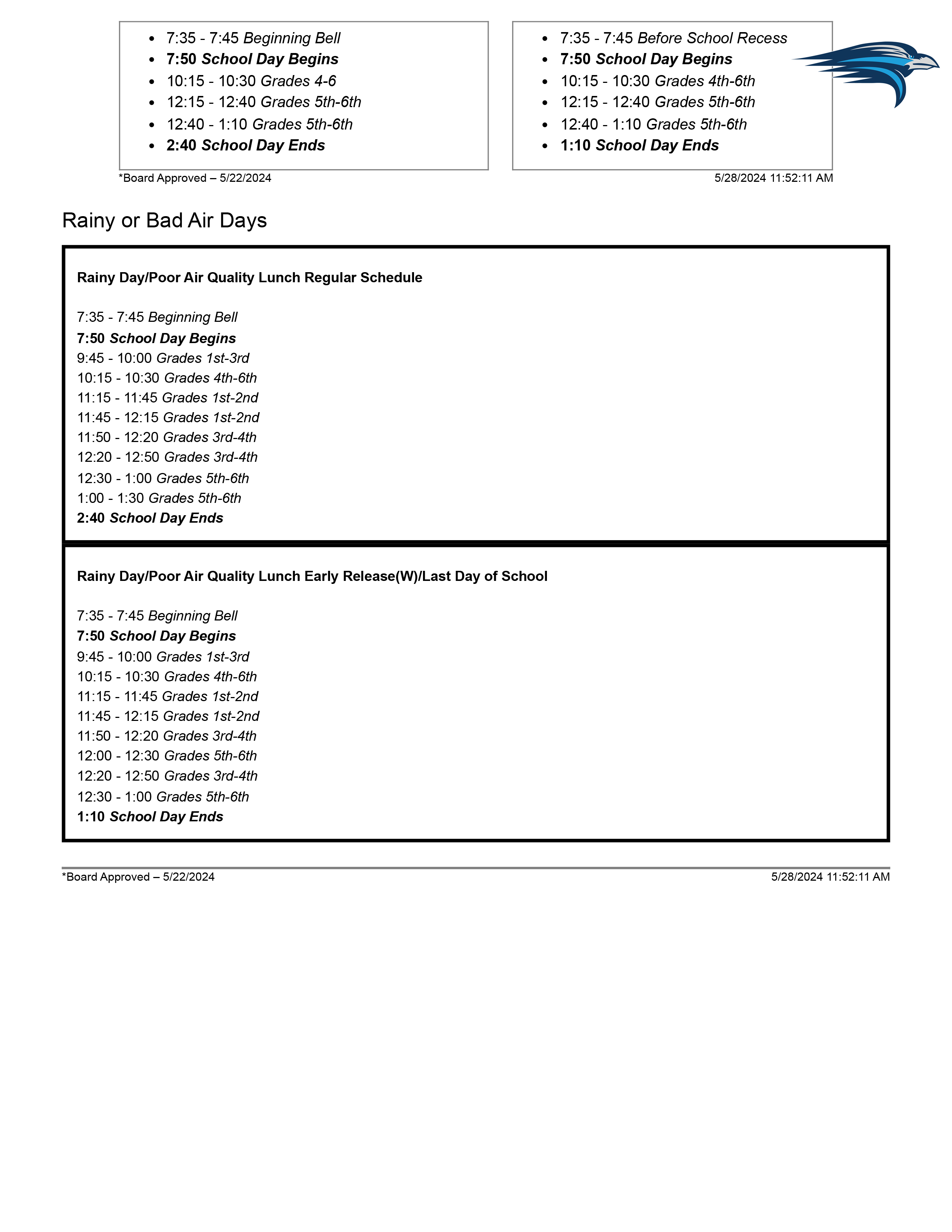 24-25 Bell Schedule 2nd page