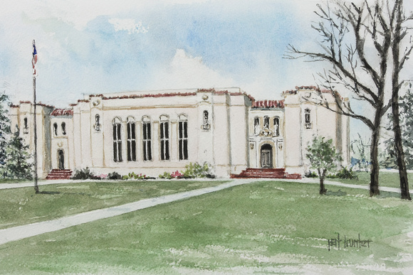 A watercolor rendering of 1920 CHS Building