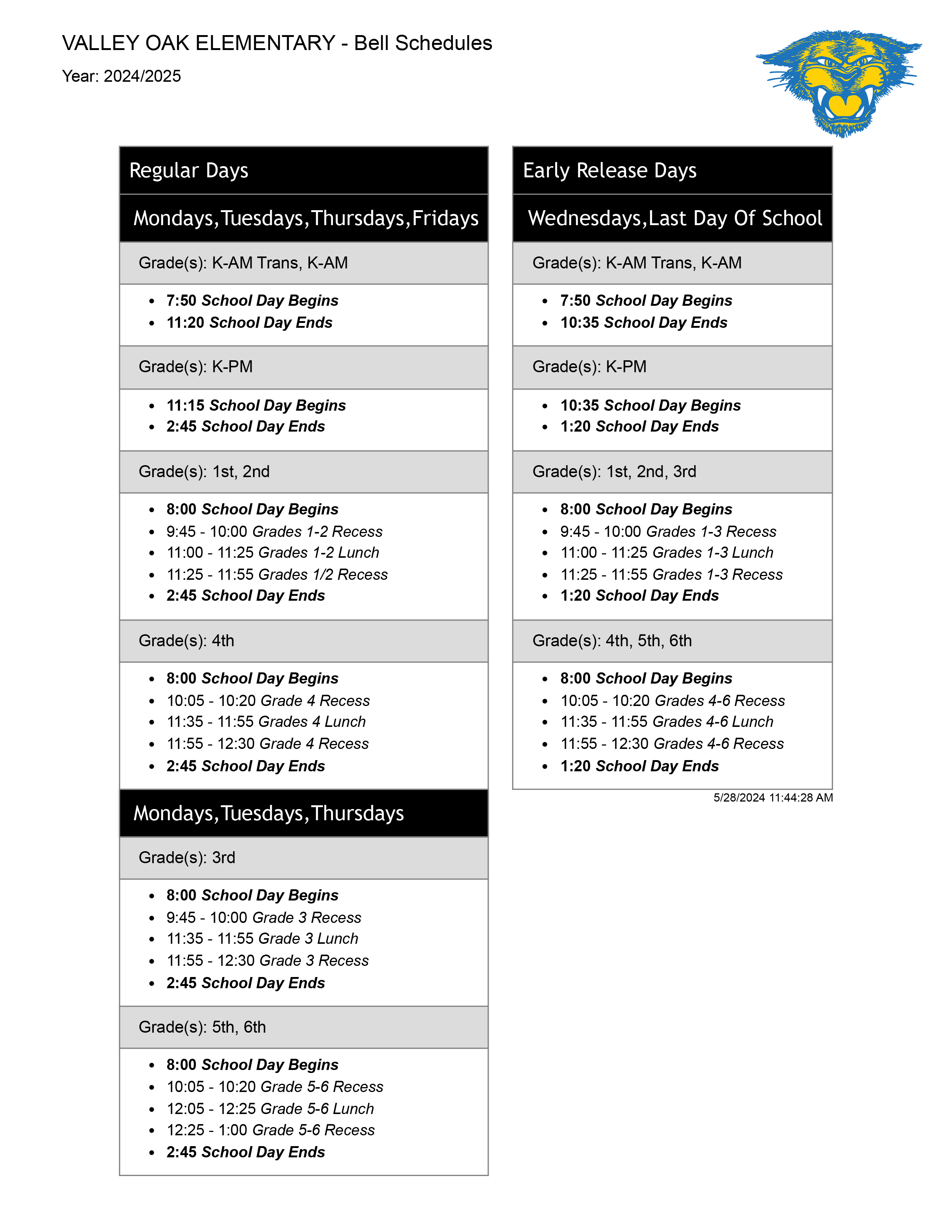 24-25 bell schedule