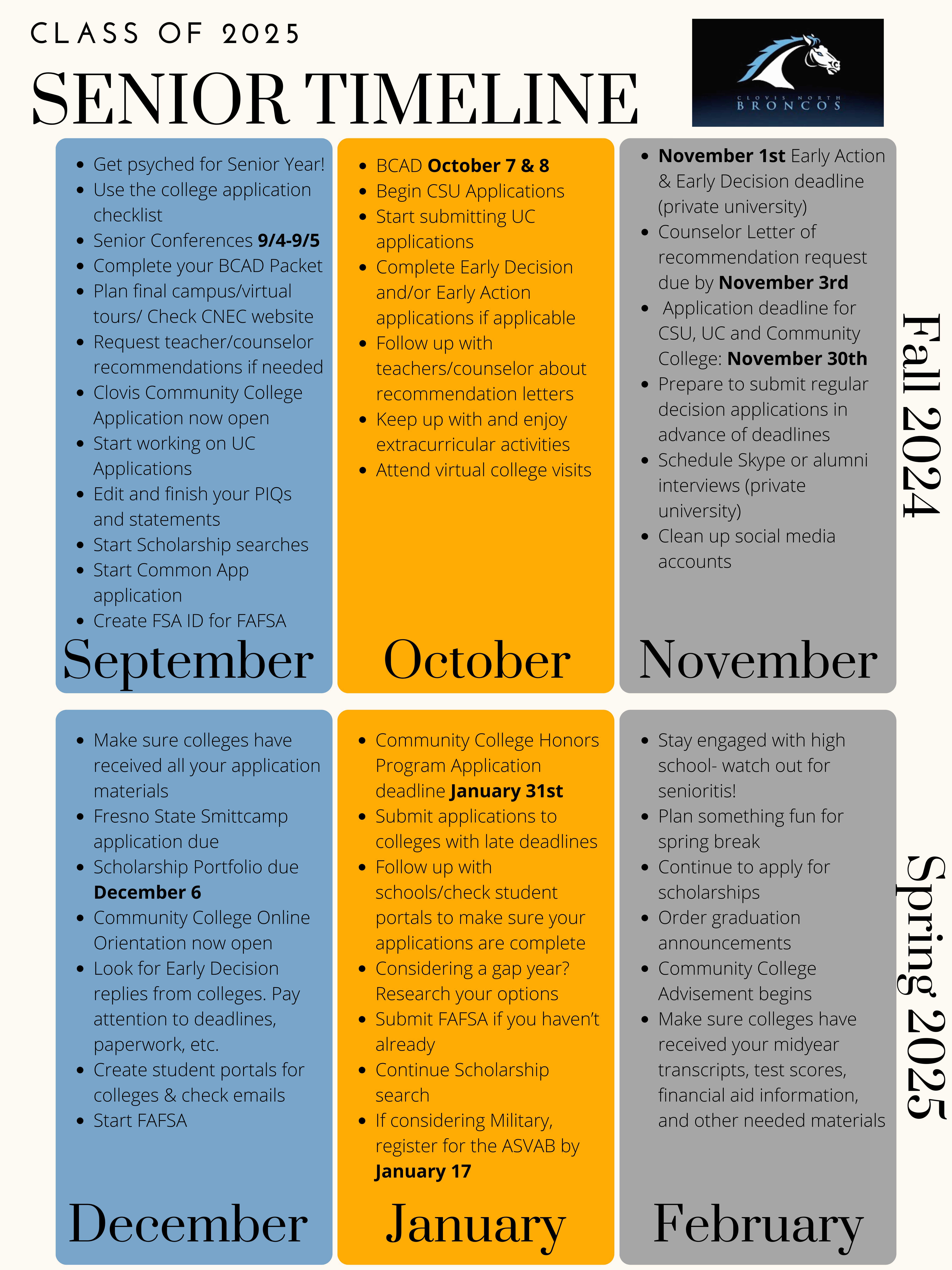 Senior Time Line