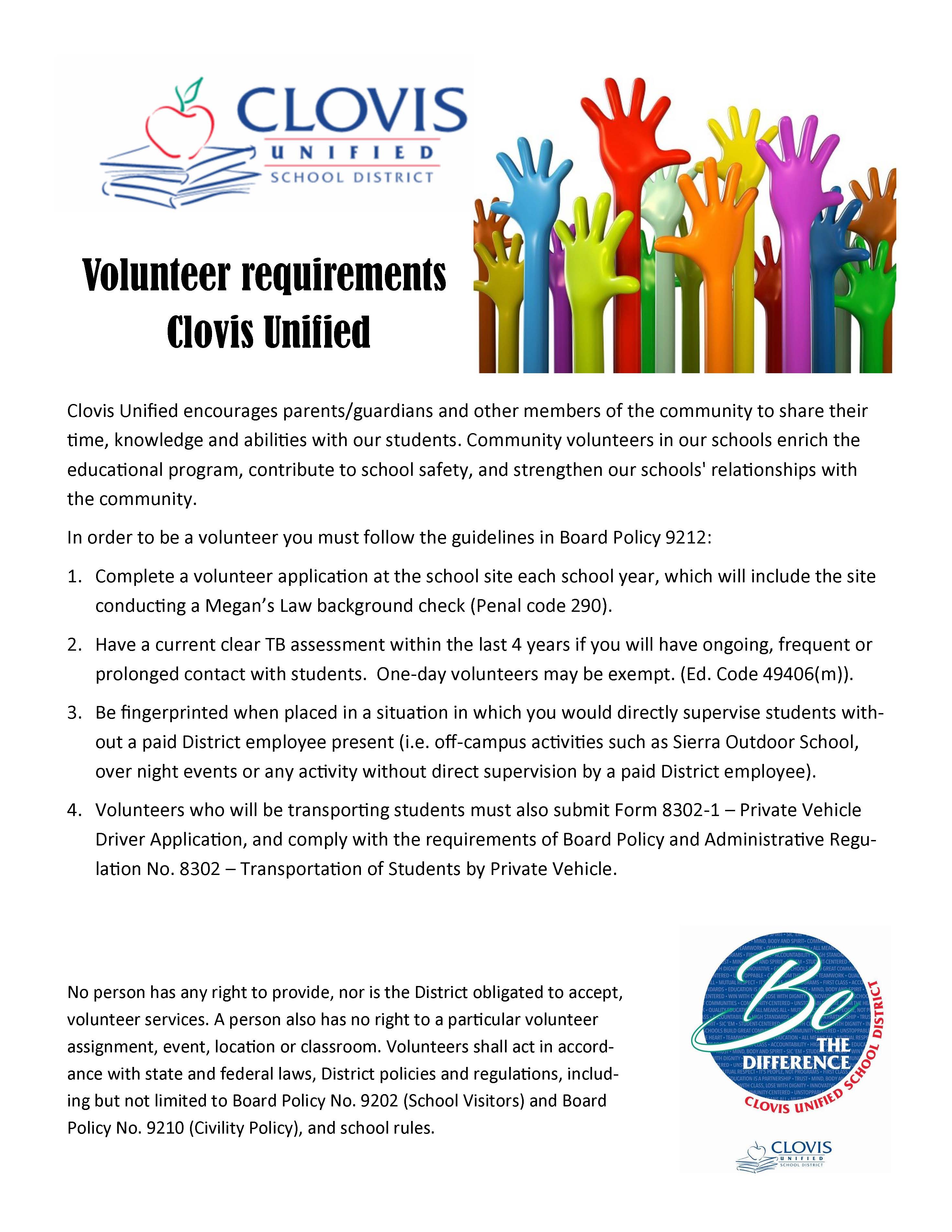 Volunteer Requirements