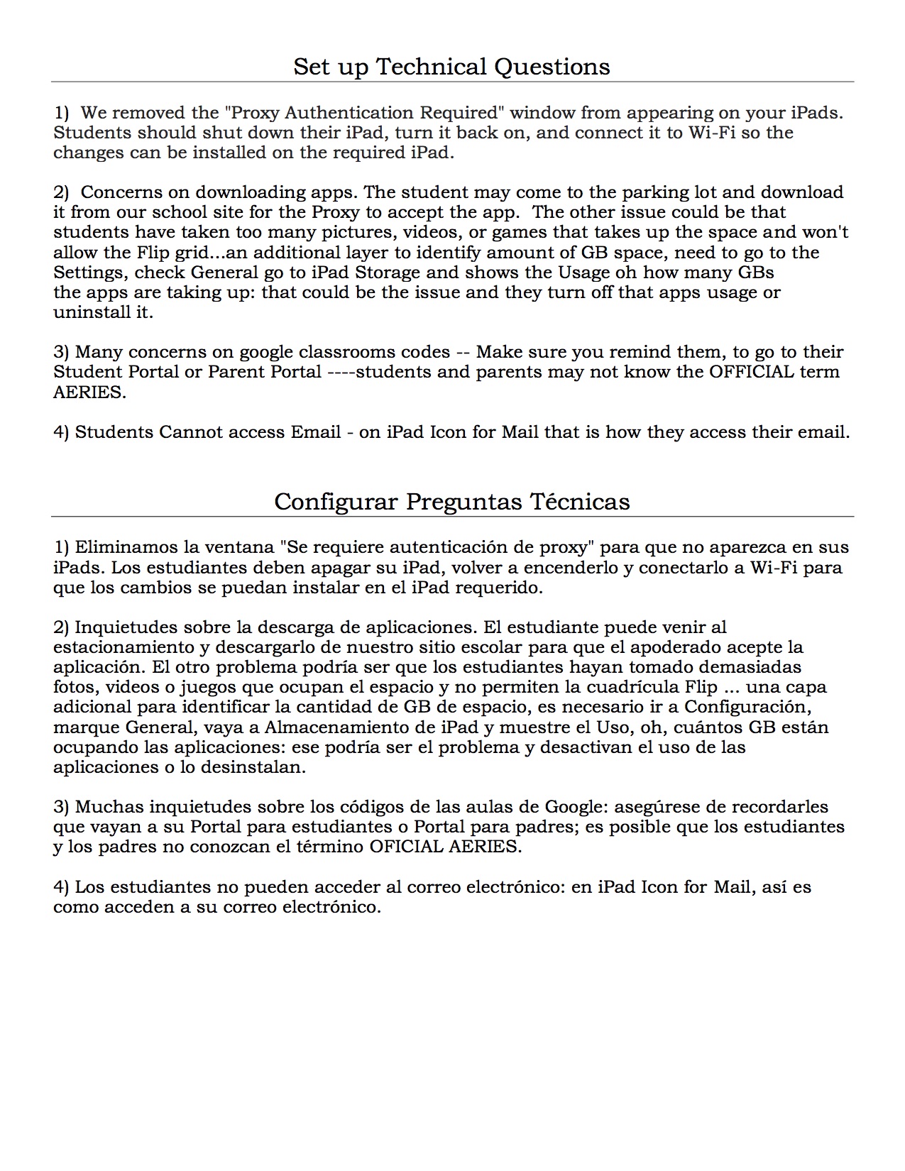 Set Up Tech Dificulties