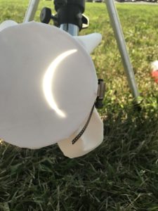 Eclipse shadow as viewed through a projector/telescope