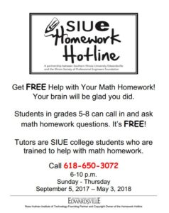 SIUE Homework Hotline Promotional Flier