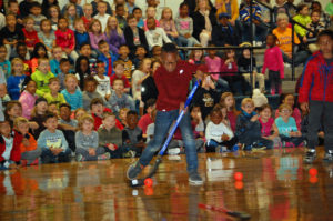 Renfro student demonstrating street hockey 