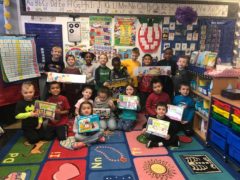 Mrs. Rennie's class at Webster Elementary sitting in the classroom