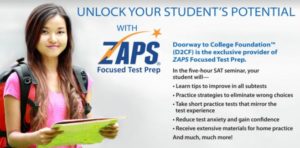 Photo of girl with backpack and bullet points on ZAPS program