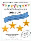 Flier for Early Childhood Screenings March/April 2018