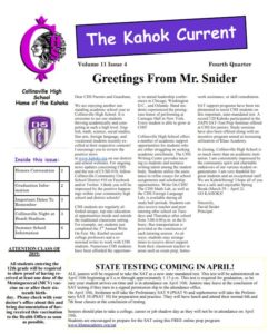 Cover of Fourth Quarter 2017-18 CHS Newsletter