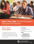 Photo of flyer for May 2 suicide prevention edcuation event at Collinsville High School