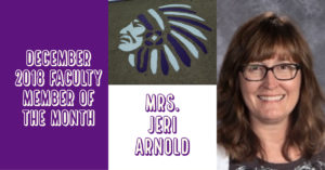 Jeri Arnold Dec. 2018 CHS Faculty Member of the Month