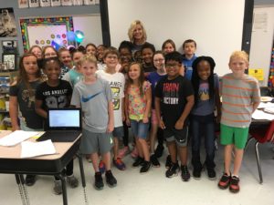 Webster 4th Grade Teacher Susie Benson with Class