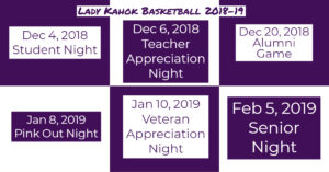 Lady Kahok Basketball 2018-19 Theme Nights