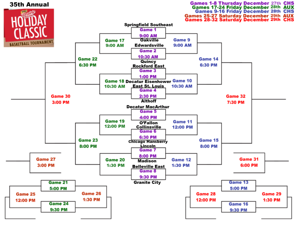 2018 CHS Holiday Tournament Bracket