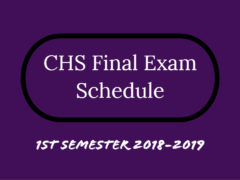 CHS Announces Exam Schedule for Fall Semester 2018