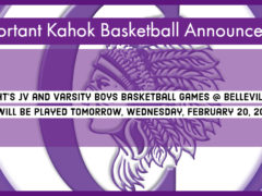 Kahok Boys Basketball for 2/19/19 Postponed to 2/20/19