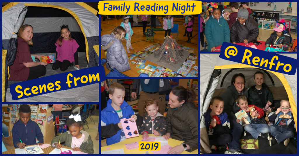 Collage of Renfro Family Reading Night 2019 Photos 