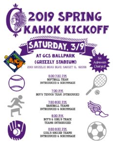 2019 Spring Kahok Kickoff Flier