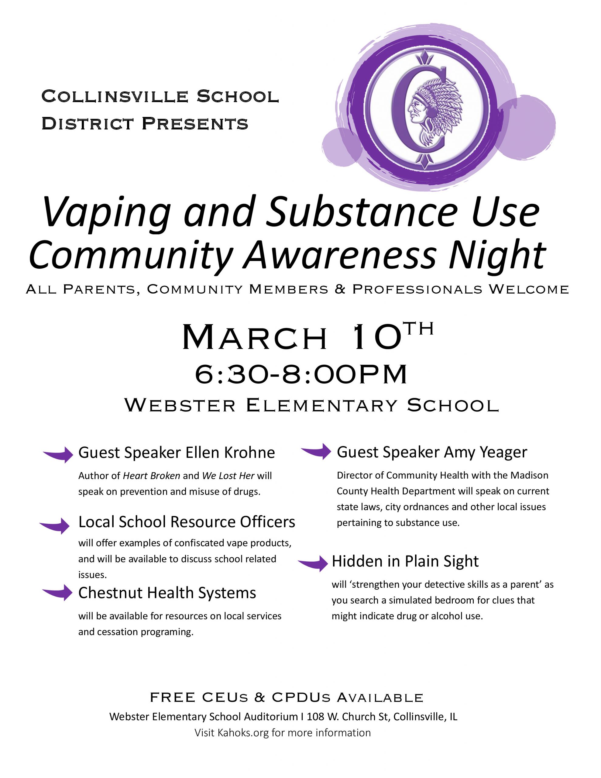 Event Flyer for Vaping & Substance Abuse Awareness Night