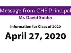 Note from CHS Principal David Snider to Class of 2020 (4/27/20)