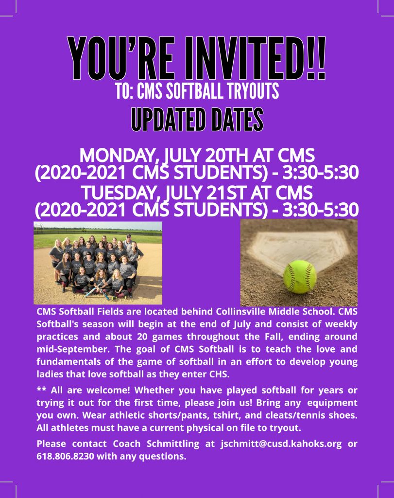 CMS 2020-21 Softball Tryout Info