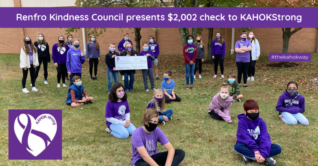 Photo of Renfro Students Presenting Check to Kahokstrong