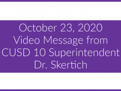 October 23, 2020 Video Message from Dr. Skertich