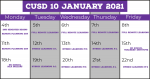 January 2021 CUSD 10 Calendar