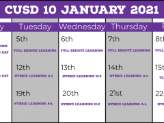 January 2021 CUSD 10 Calendar