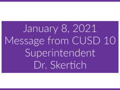 January 8, 2021 Message from Dr. Skertich