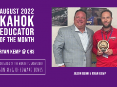 CHS' Ryan Kemp is Aug 2022 Kahok Educator of the Month