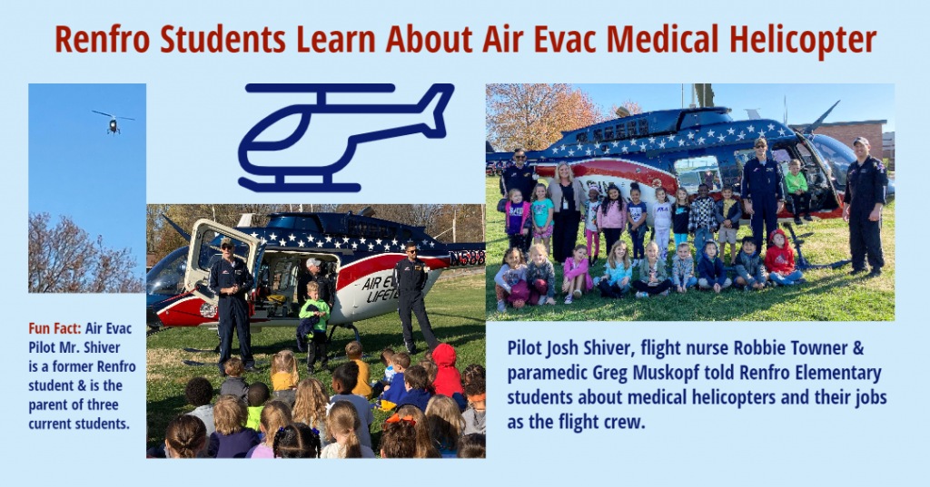 Renfro Elementary Visit by Air Evac Lifeteam Nov 9 2022