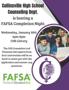 Flier for CHS FAFSA Help Night January 2024