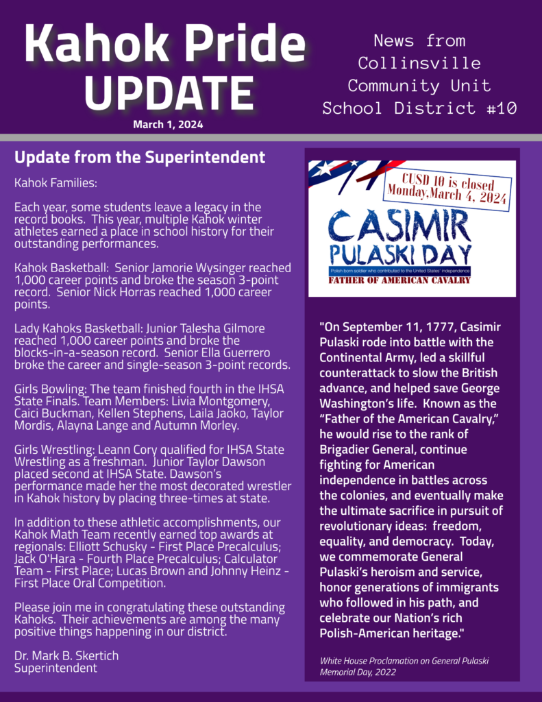 Page 1 of March 1 2024 Kahok Pride Newsletter