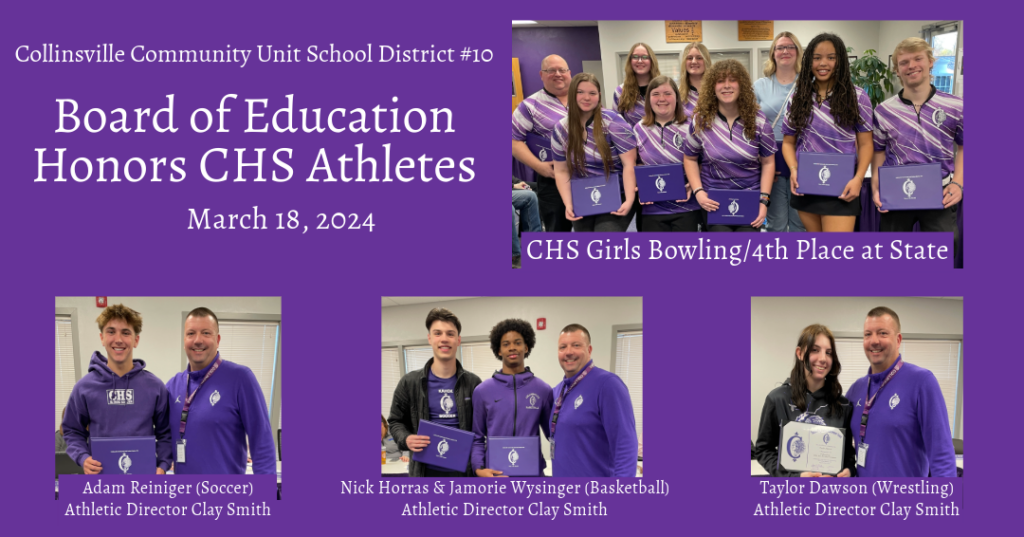 Collage of Student Athletes Honored at March 2024 CUSD 10 BOE Meeting