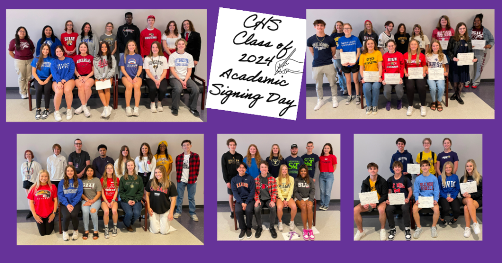 Collage of group photos from CHS 2024 Academic Signing Day