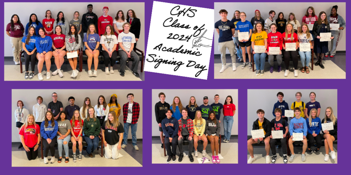 Collage of group photos from CHS 2024 Academic Signing Day