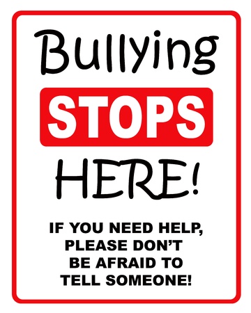 Red and black bullying stops here sign on a white background Stock Photo - 12586736