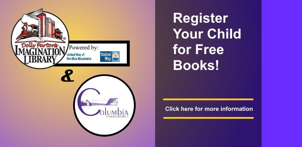 Register your child for free books. Click here for more information.