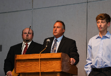 Paul Sleavensky speaks at Tuesday night's Spring Varsity Awards.