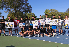 Team photo on court from Senior Day.