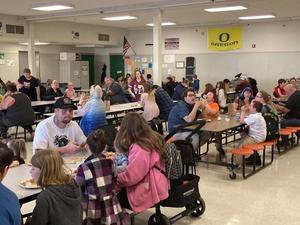 Families eating dinner