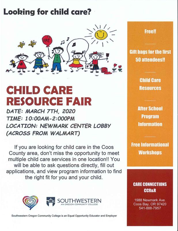 Child Care Resource Fair on March 7, 2020 from 10am - 2pm at Newmark Center Lobby