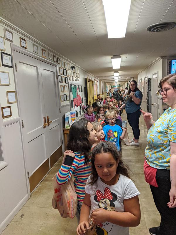 Kids lining the walls