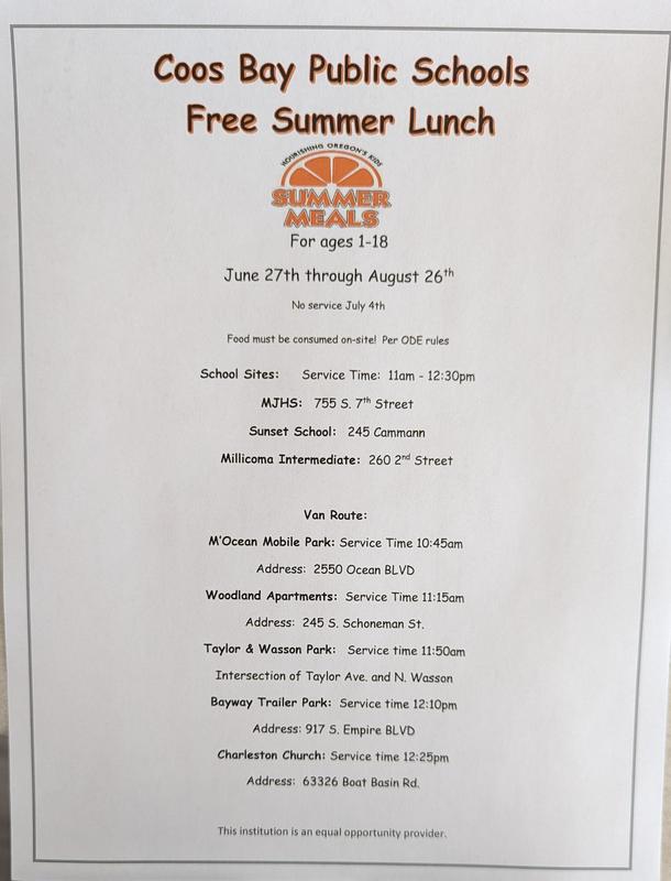 Free summer lunch plans