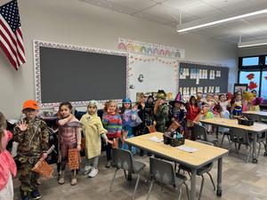 Students preparing to trick or treat