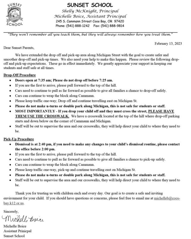 Expectations for picking up and dropping off students