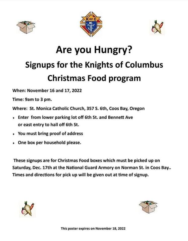 Knights of Columbus food sign ups