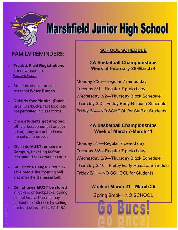March 2022 School Schedule & Family Reminders
